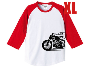 スピードアディクト サイドプリント Raglan 3/4 Sleeves T-shirt WHITE × RED XL/赤七分袖ラグランロンteeホンダカワサキヤマハスズキ古着
