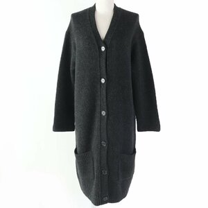 極美品☆CELINE セリーヌ 2 5Q46/4206 カシミヤ100％ フィービー期 長袖 ニット ロングカーディガン ダークグレー M 正規品　レディース