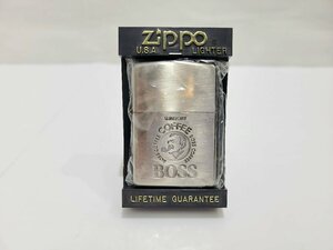 ★【未使用保管品】　ZIPPO　ジッポ　BOSS　サントリー　コーヒー　オイルライター　シルバーカラー★004045