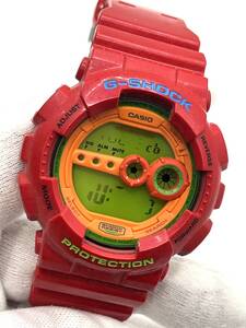 【稼働△】CASIO カシオ G-SHOCK ジーショック クレイジーカラーズ クォーツ 腕時計 デジタル文字盤 レッド×オレンジ メンズ GD-100HC