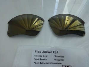 POLARIZED刻印入り！★オークリー フラックジャケットXLJ用 カスタム偏光ハイグレードレンズ BRONZE GOLD Color 新品 Flak Jacket XLJ