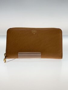 FOSSIL◆長財布/レザー/BRW/無地/レディース