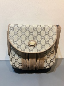 【ITCX9SMISTUS】GUCCI グッチ GGプラス ショルダーバッグ レザー ベージュ ブラウン 保証書 保存袋 ヴィンテージ