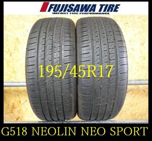 【G518】KZ0007084 送料無料 2023年製造 約8.0部山◆NEOLIN NEO SPORT◆195/45R17◆2本