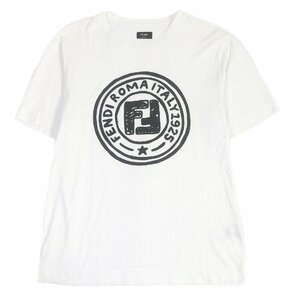 【ドンドン見直し】良品□FENDI フェンディ 2019年製 FY0936 FFエンボスロゴ ズッカ 半袖Ｔシャツ ホワイト S イタリア製 正規品