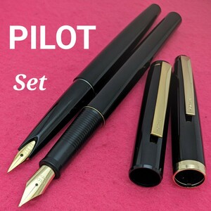 [未使用新品]　PILOT　パイロット　万年筆　ブラック　F　/　細字　2本　シリンジ　いろしずく　ボトルインク　3色セット　3KS1847