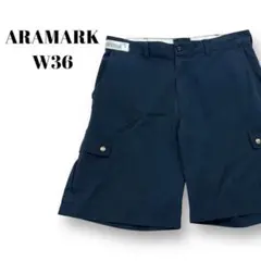 ARAMARK　カーゴショーツ　ワークパンツ　古着　ネイビー　W36