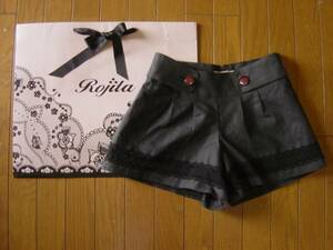 新品 Rojita★裾 花レース麻ショートパンツ黒ブラック★ロジータ