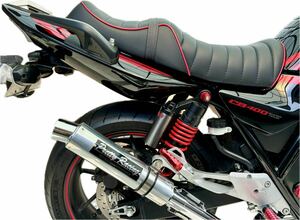 最新！赤パイピング&赤スティッチベルト アンコ抜きタックロールシート ホンダ CB400SF SB NC39 NC42最終 高品質 ロングツーリング 防水