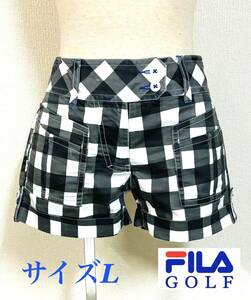 FILA GOLF　フィラ　ゴルフウェア　ショートパンツ　チェック　ブラックチェック　レディースL