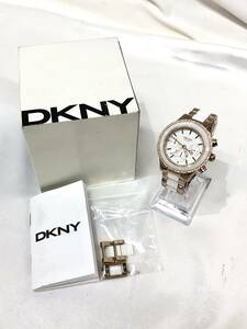 4-17927【現状品 キングラム】腕時計 レディース QZ DKNY ダナキャランニューヨーク NY-8825 セラミック クロノグラフ ジャンク扱い