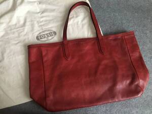 送料込 即決 FOSSIL フォッシル レザーバッグ ショルダー トート レッド