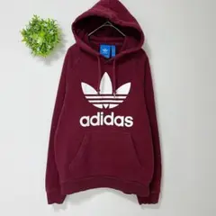 adidas フード付きパーカー【S】えんじ色　定番　人気カラー　お揃い　可愛い