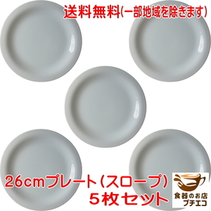 送料無料 大皿 26cm プレート スロープ ５枚 セット ホワイト レンジ可 食洗機対応 美濃焼 日本製