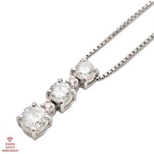 Pt900 ダイヤモンドネックレス 0.503ct 0.301ct 0.196ct プラチナ 【丸万質舗】