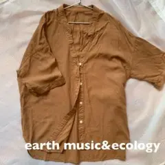 earth music＆ecology バンドカラー　シャツ　Vネック　ブラウン