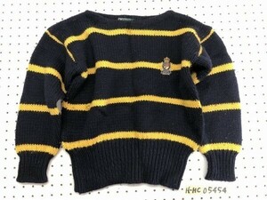 Polo by Ralph Lauren ラルフローレン キッズ エンブレム刺繍 ボーダー ウールニットセーター 130 紺黄色