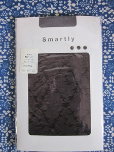 Smartly●ブラック黒*レトロフラワー*お花*網タイツ風ストッキング