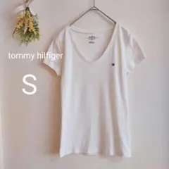 tommy hilfiger レディース 白 半袖Tシャツ  S ⑨