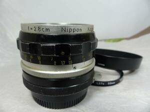 希少 NIKKOR-H 2.8㎝F3.5 純正フード、フィルター付 ★