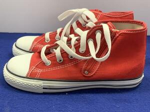 OB826　ＣＯＮＶＥＲＳＥ　コンバース　スニーカー　チャイルドオールスターハイカット　ジップ付き　２２ｃｍ　レッド