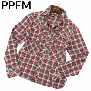 PPFM ペイトンプレイス 通年 切替デザイン★ 長袖 ワーク チェック シャツ Sz.M　メンズ　A4T08727_7#C