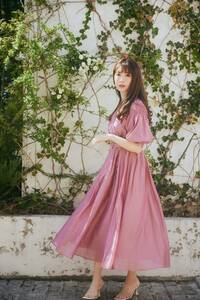 美品■小嶋陽菜 /Herlipto ・ハーリップトゥ■Airy Volume Sleeve Dress■ピンク■サイズS