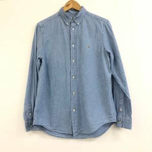 □RALPH LAUREN 長袖シャツ XL(18-20) 水色 ラルフローレン ジュニア ロゴ刺繍 デニム調 複数落札同梱OK B240131-6●