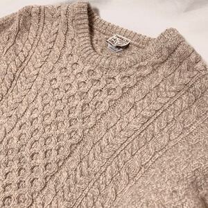 Ireland製 INVERALLAN TRADITIONAL ARAN SWEATER handknit インバーアラン フィッシャーマン アラン セーター ニット ハンドニット L