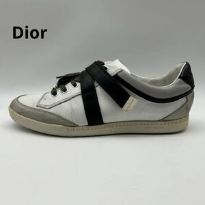 1円【美品】 DIOR HOMME ディオールオム 【圧倒的高級感】 メンズ スニーカー ローカット 靴 ホワイト レザー スウェード 39 25.0cm位