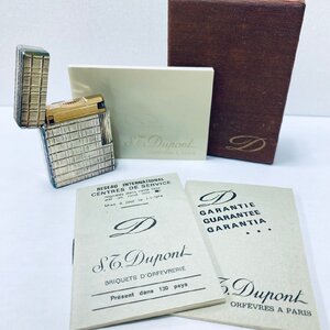 【GSA2524】1円～ S.T.Dupont デュポン ガスライター ゴールドカラー オーバル 箱・冊子付 変色有 着火確認不可 ジャンク アンティーク