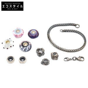 TROLLBEADS トロールビーズ 925S ガラス/シルバービーズ・スペーサー・クラスプ・ブレスレットチェーン 計11点