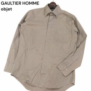 GAULTIER HOMME objet ジャンポール ゴルチエ オム 通年 比翼仕立て★ 長袖 コットン シャツ Sz.46　メンズ 日本製　I4T00348_2#C