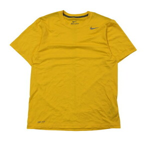 2207F-051 メンズ NIKE ナイキ イエロー 半袖Tシャツ M DRI-FIT ワンポイントロゴ 丸首