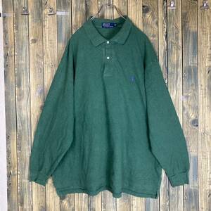 Polo Ralph Lauren 90-00s 長袖ポロ グリーン 2XB BIC アメリカ輸入/ビンテージ/ビックサイズa/古着/古着卸