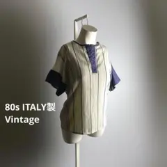 イタリア製 80s 90s ヨーロッパ トップス カットソー メッシュ D894