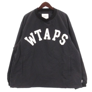 ダブルタップス WTAPS FINDER /LS / NYLON. TUSSAH プルオーバー ナイロン シャツ トレーナー 刺繍 242CWDT-SHM03 ブラック 4 XL メンズ