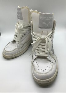 ■【YS-1】 プーマ PUMA スニーカー ■ ハイカット プーマキャット ヒョウ柄 23cm 白系 【同梱可能商品】K■