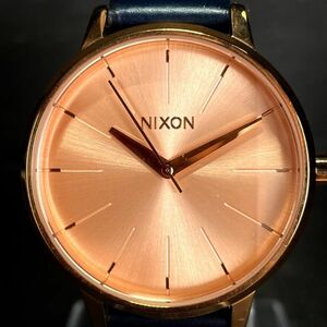 Nixon ニクソン kensington A108-2160 腕時計 アナログ クオーツ ピンク文字盤 3針 レザーベルト ネイビー 新品電池交換済み 動作確認済み