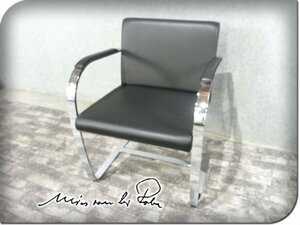 ■展示品■高級■IDC大塚家具■Brno Chair/ブルーノチェア■MiesvanderRohe/ミースファンデルローエ■黒総革/アームチェア/18万/smmt9135k