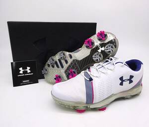 京都10★ 【 アンダーアーマー/UNDERARMOUR 】UA Spieth 3 LE 27cm 箱付 ホワイト/ピンク ゴルフシューズ 靴 取扱説明書 