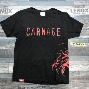 USJ ユニバーサルスタジオジャパン MARVEL レディース キッズ スパイダーマン CARNAGE プリント 半袖Tシャツ S 黒