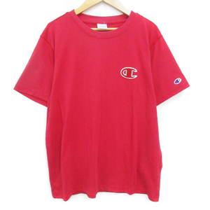 チャンピオン CHAMPION Tシャツ カットソー 半袖 クルーネック ロゴ刺? M 赤 レッド /FF18 メンズ