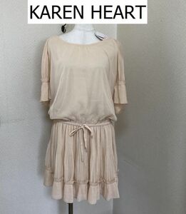 KAREN HEART レディース フォーマル ワンピース かわいい プリーツ 半袖 ピンク 膝丈 ひざ丈 夏