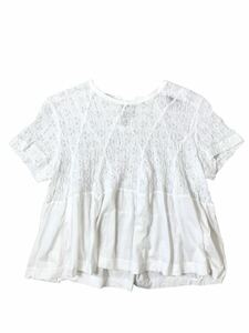 (D) tricot COMME des GARCONS トリココムデギャルソン 半袖カットソー M ホワイト (ma)