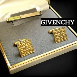 GIVENCHY ジバンシー カフスボタン カフリンクス ネクタイピン マネークリップ ロゴ 上品 ヴィンテージ 箱付き 2点セット ゴールド 1059