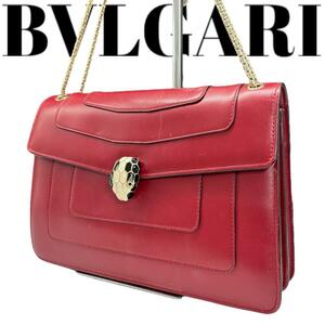 BVLGARI セルペンティ ショルダーバッグ ブルガリ チェーン 本革 レザー　レディース