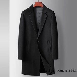 超希少★チェスターコート ロングコート ウール メンズ 紳士服 ビジネスコート 厚手 カシミヤコート ダブルボタン アウター ブラック 2XL