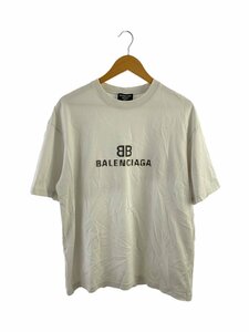 BALENCIAGA◆モザイクピクセルドットロゴプリント/Tシャツ/XS/コットン/WHT/612966