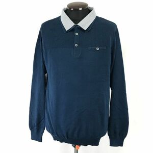 アットカンパニー/AT Company★ポロシャツ/襟付きコットンニットセーター【メンズM/紺/navy】ゴルフウェア/Tops/Shirts/Sweater◆BH558